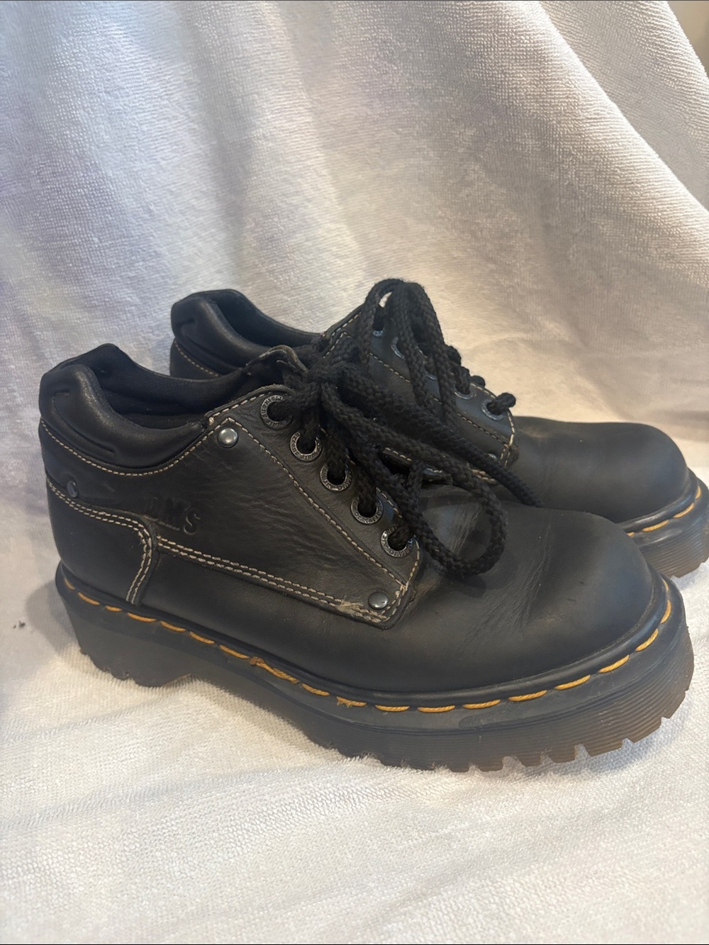 Y2K Dr. Martens 9826 Black Leather Chunky Boots Made in England Size UK3/US 5